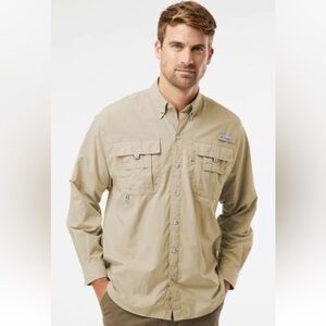 Columbia‎ PFG Beige Bahama II Lightweight Long Sleeve Shirt Mens Size XL (875)